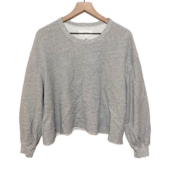 THE GREAT. Tops - The Great. Sweatshirt Womens 2 Medium Gray Crew Long Sleeve Distressed Cropped